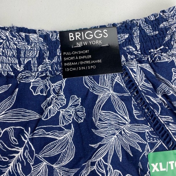 Briggs New York Linen Pull On Shorts Size XL LIKE NEW! Navy Leaf Print Shorts! - Picture 3 of 10
